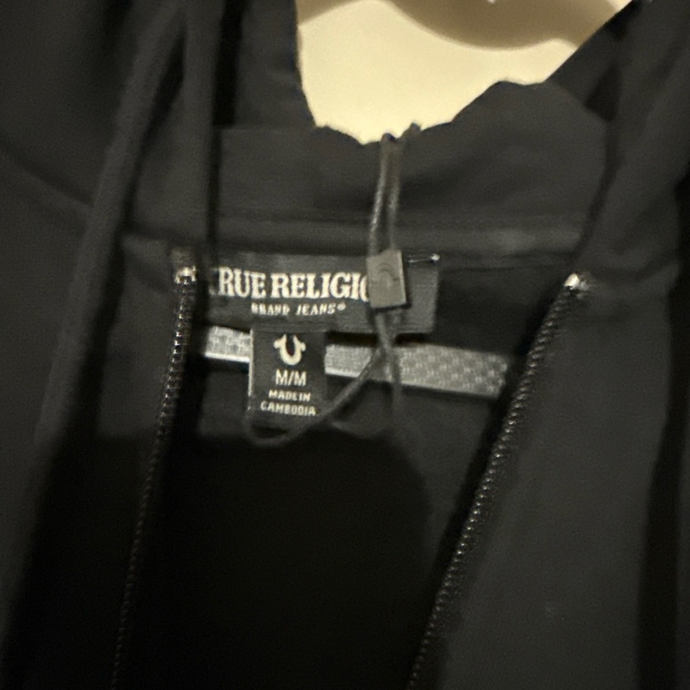 True Religion Black Full-Zip Hoodie with Logo Tag - Picture 3 of 3